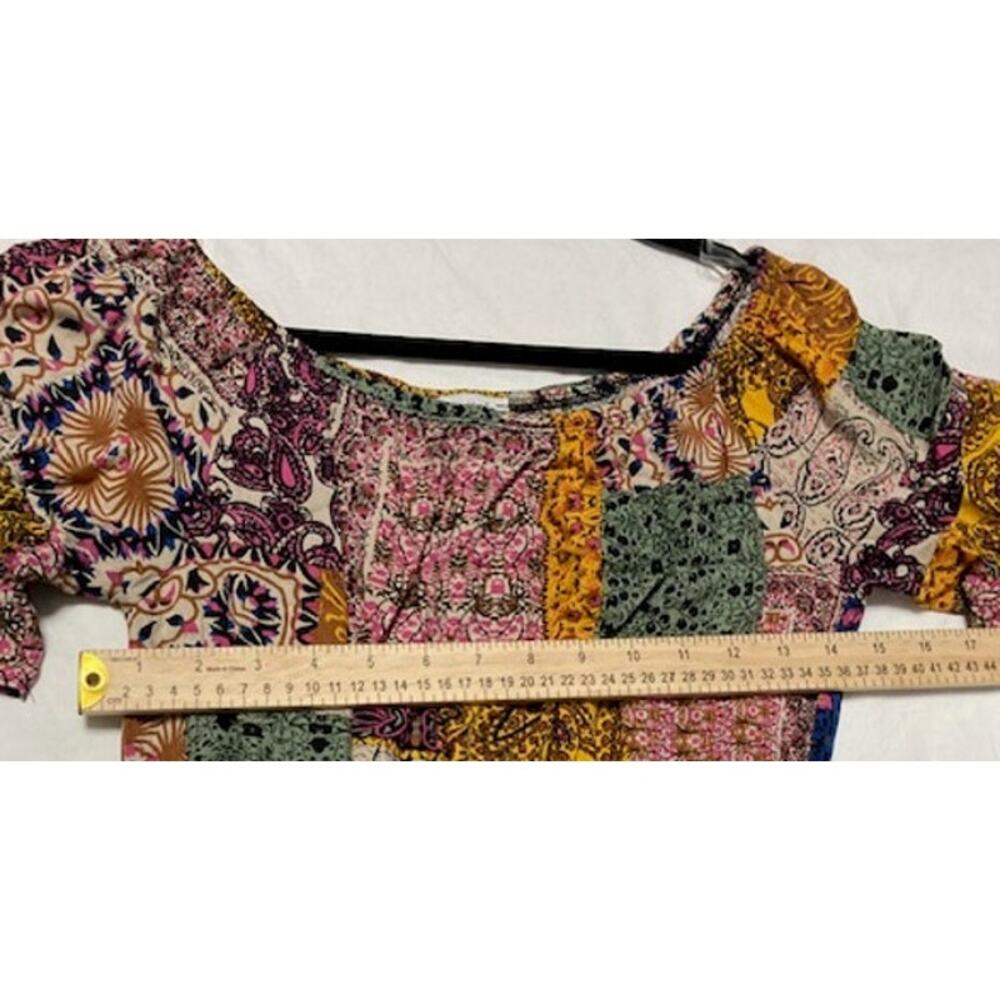 White Birch Made in USA Multicolor Patchwork Romper Women Size L - Picture 8 of 11